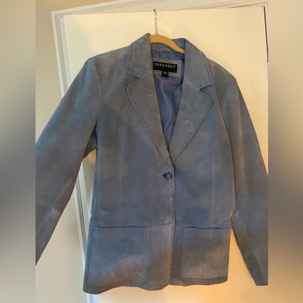Vintage Bernardo Women's Blue Suede Jacket